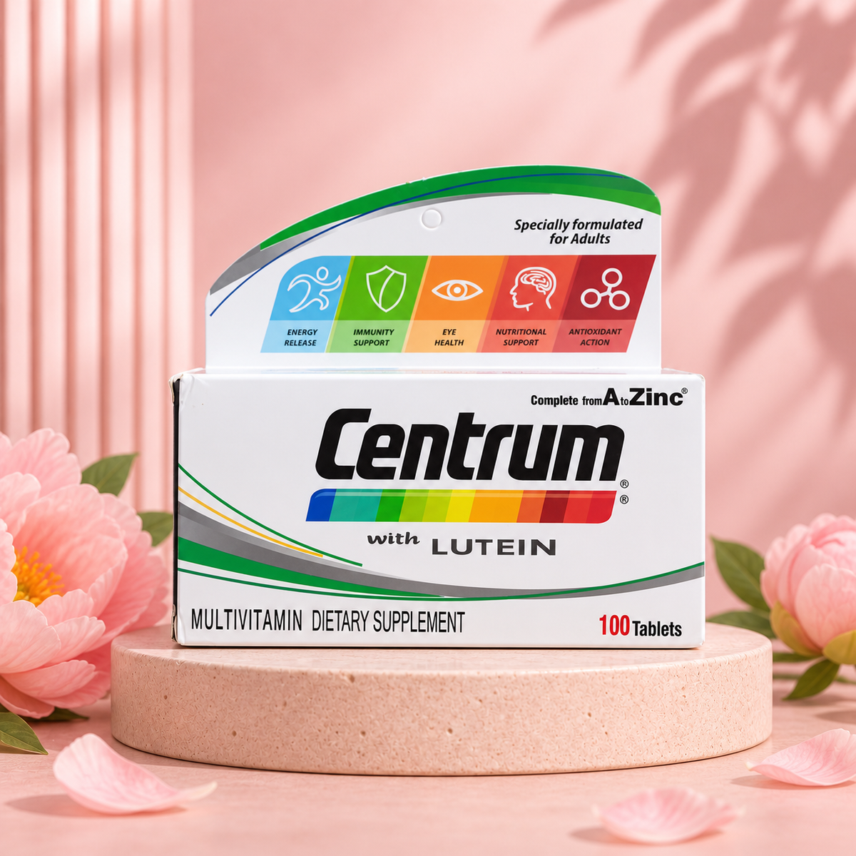 Centrum With Lutein — 100 Tablets — treated product image