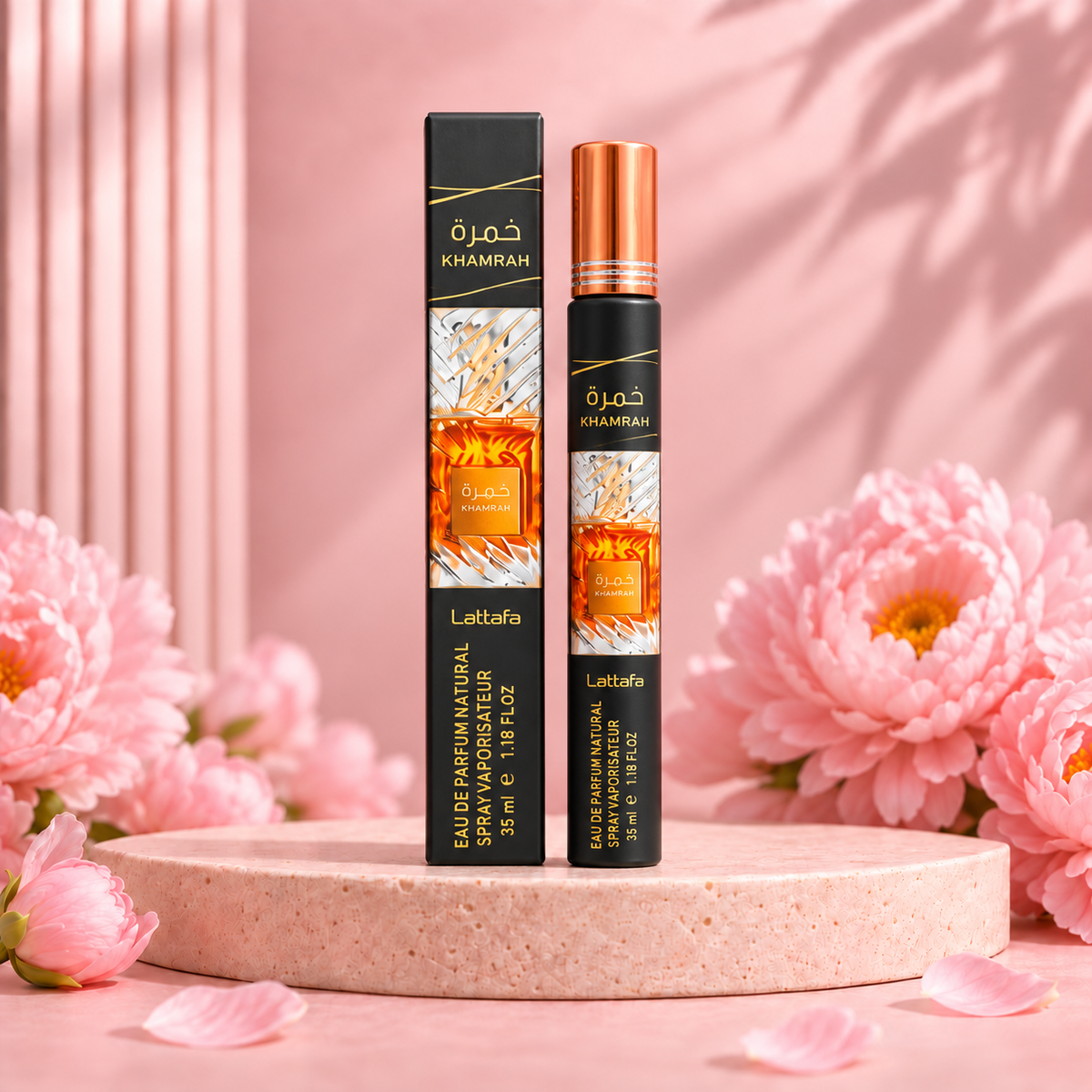 Khamrah 35 ml pocket spray included in the six-piece Lattafa set
