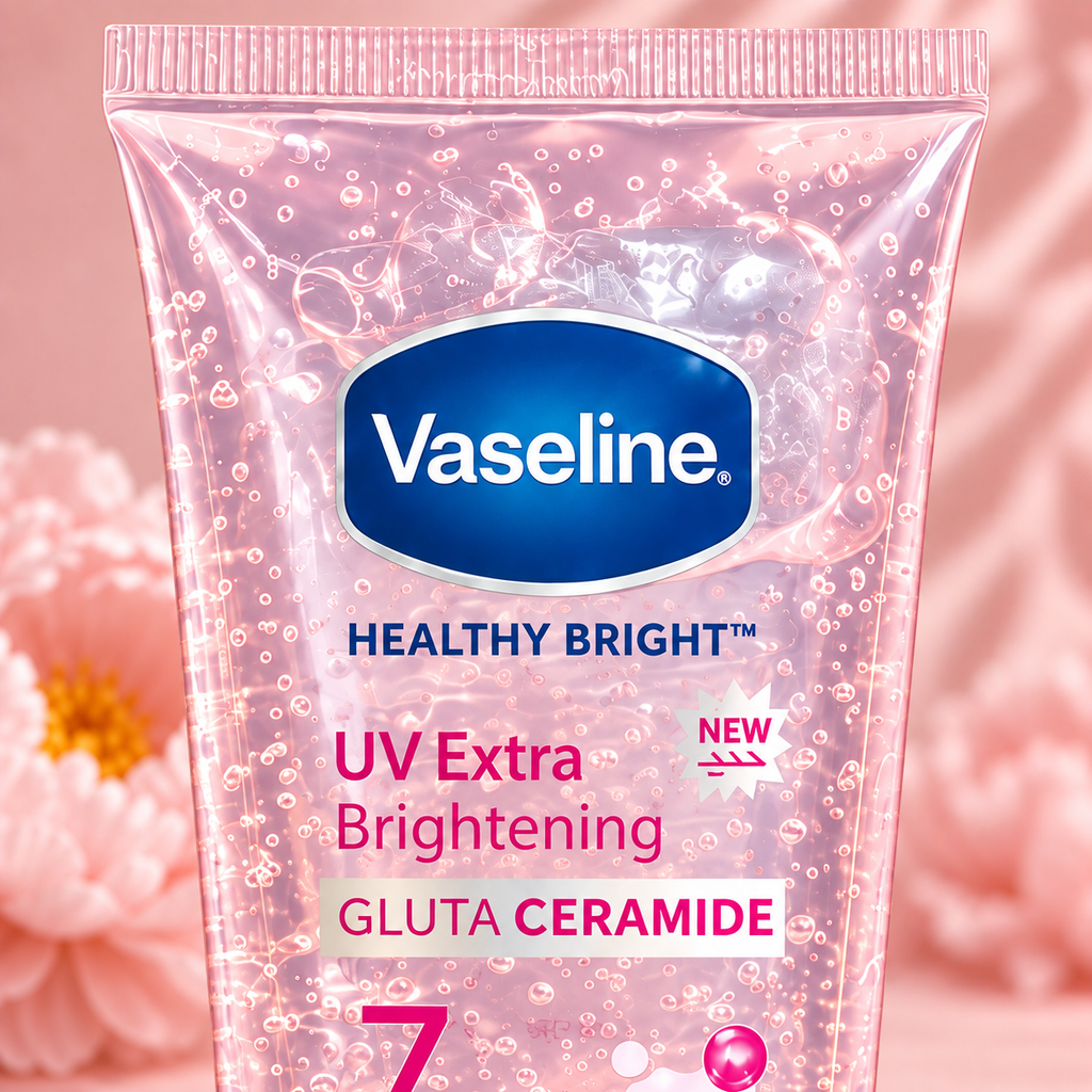UV Extra Brightening formula close-up; refer to selected size for pack volume