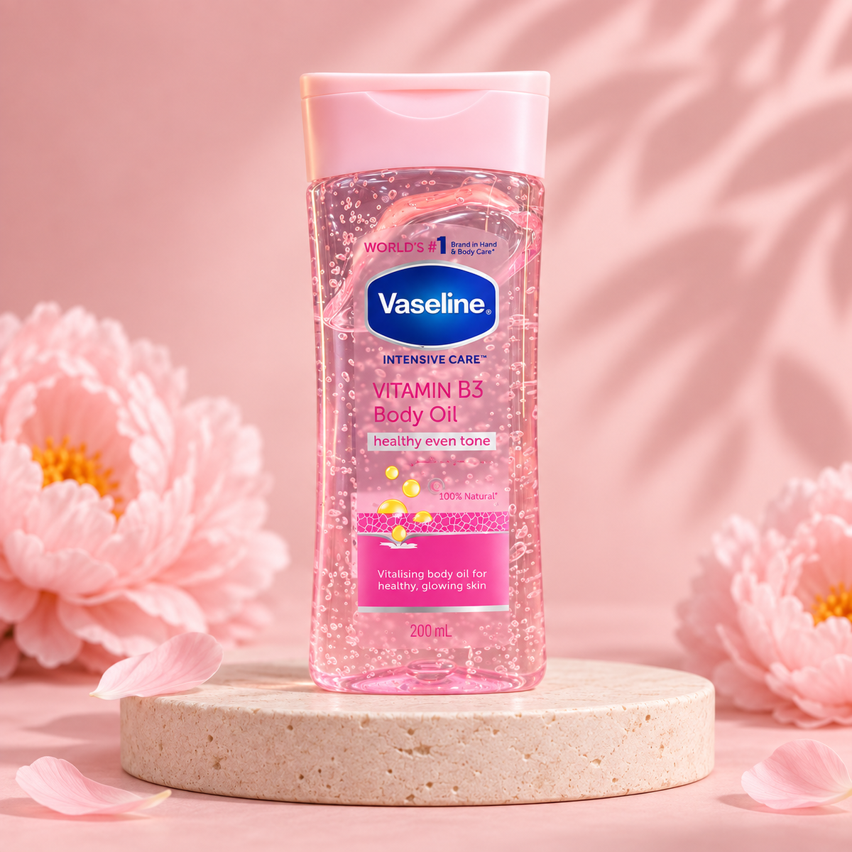 vitamin b3 body oil — treated product photo; size as shown on packaging
